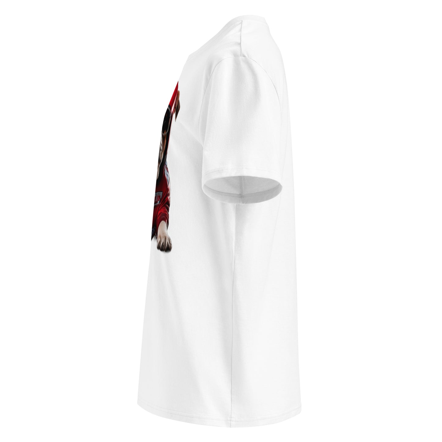 left view of the Roscoe Hamilton t-shirt for formula 1 fans and supporters of Lewis Hamilton of Ferrari.