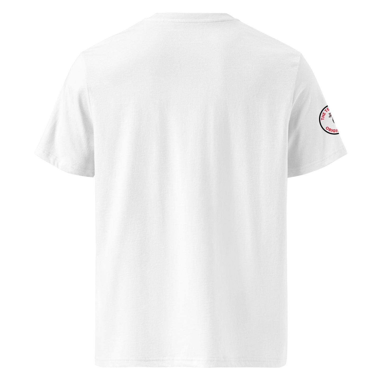 A view of the rear of this Ferrari t-shirt for 2025. The rear is black as all the detail of a black heart and red lettering is on the front-ideal for both men and women and fans of lewis Hamilton.