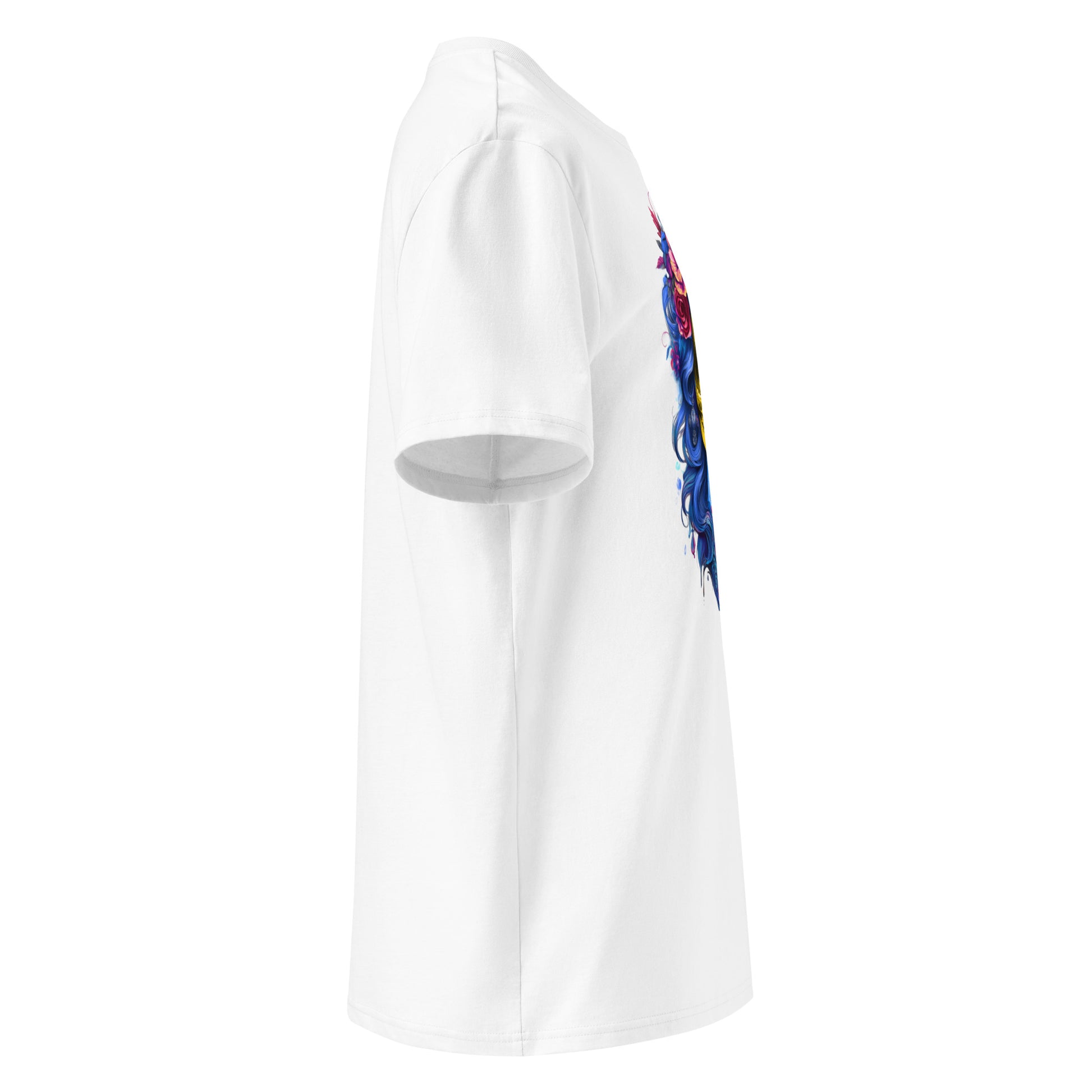 Right side angle of Lady Mexico Tee showing vibrant Red Bull Racing Day of the Dead design.